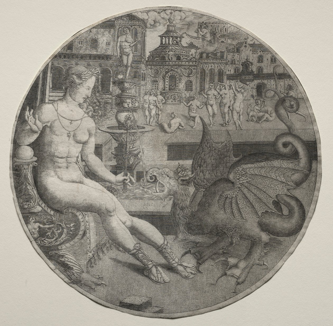 Naakte vrouw en een draak, 1523 door Allaert Claesz