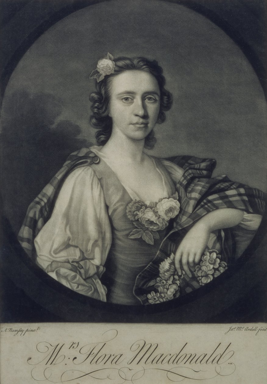 Flora MacDonald, gegraveerd door James McArdell door Allan Ramsay