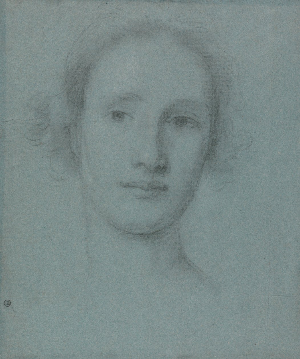 Hoofd van een jonge vrouw door Allan Ramsay