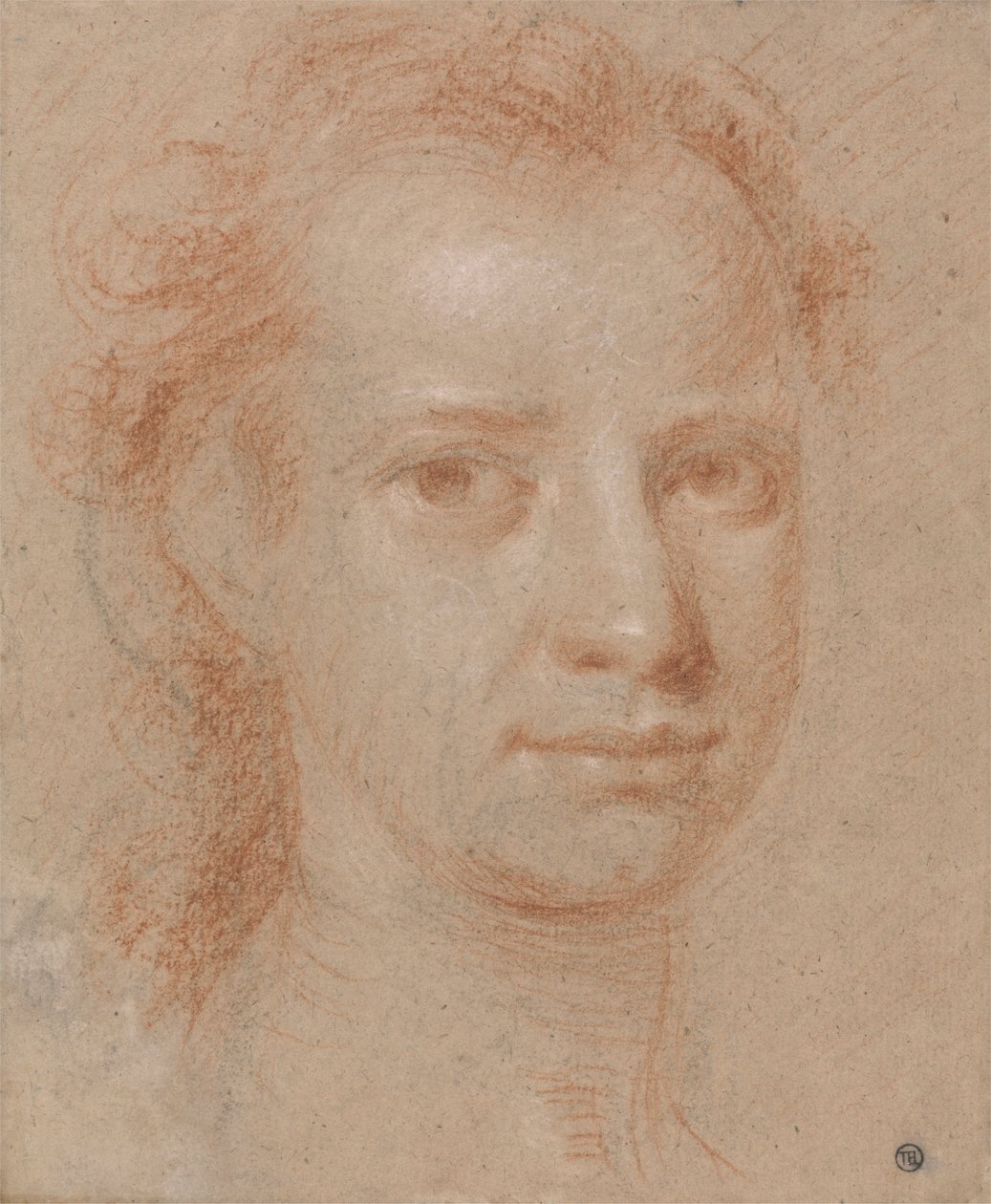 Hoofd van een Jonge Vrouw of Man door Allan Ramsay