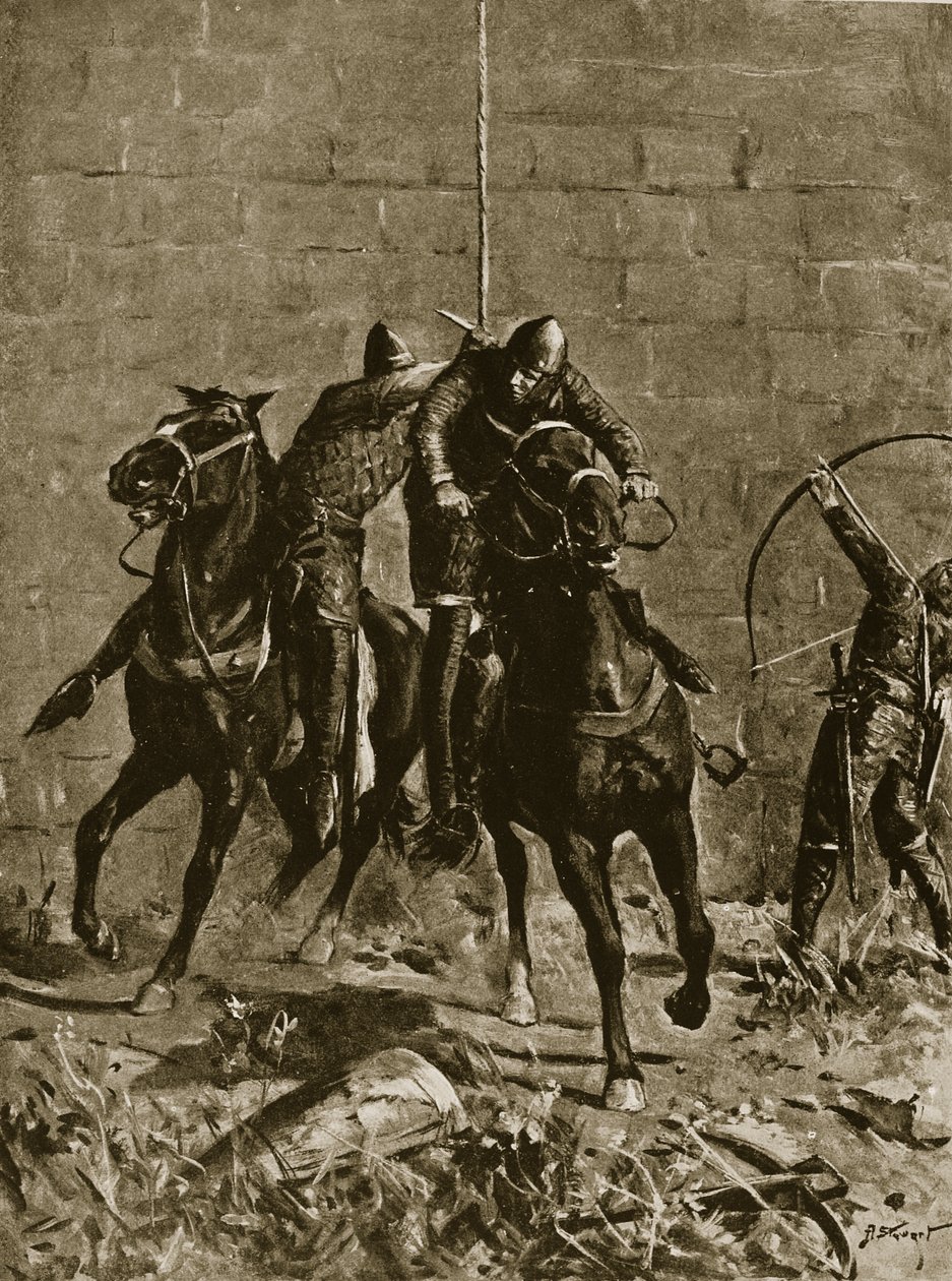Stephen redt Prins Hendrik van Schotland in Ludlow, illustratie uit 