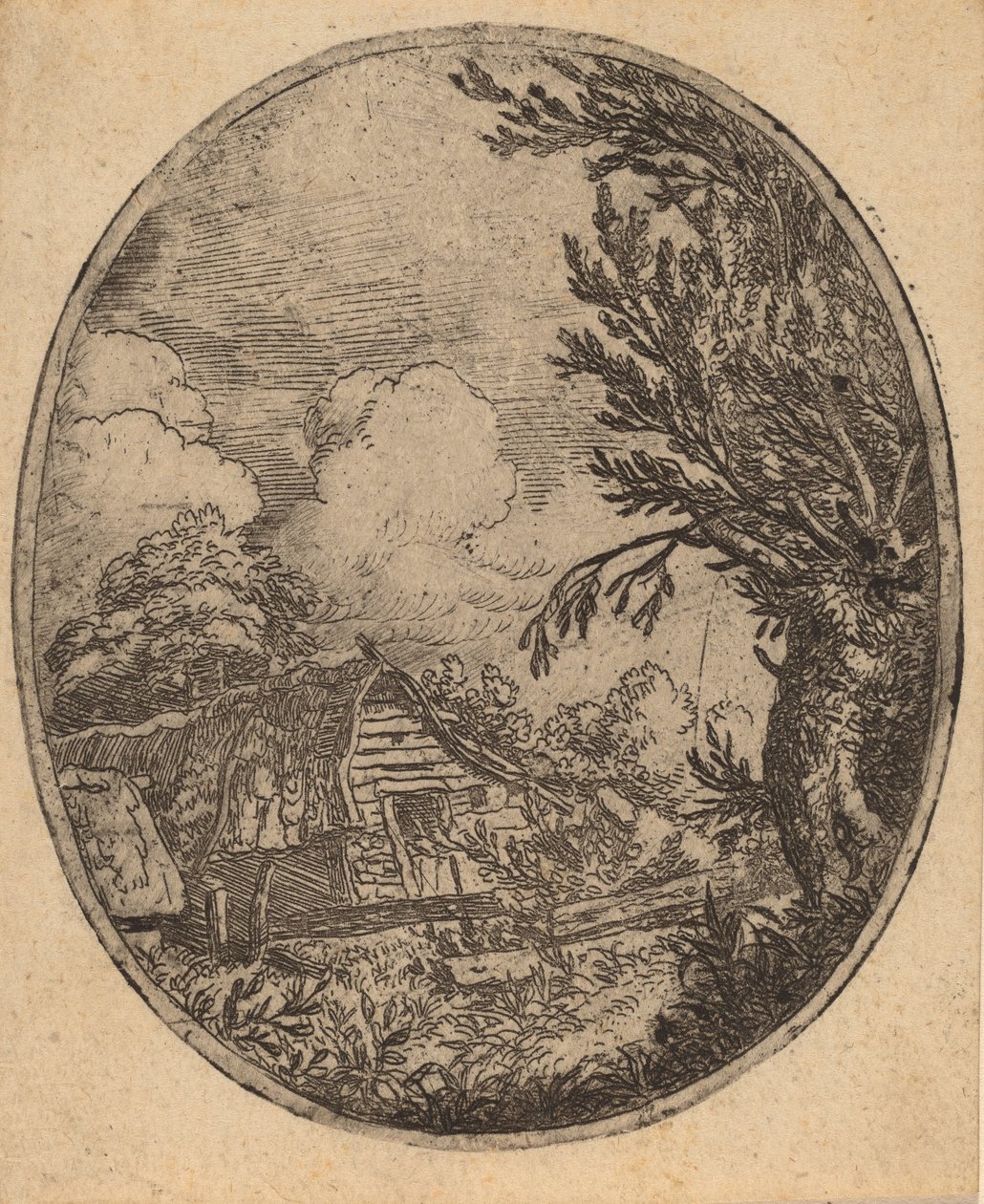 Hamlet tussen de bomen, waarschijnlijk ca. 1645-1656 door Allart van Everdingen