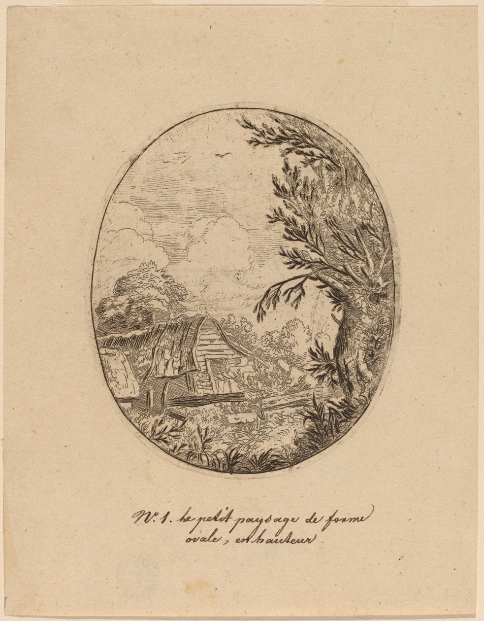 Hamlet tussen de bomen, waarschijnlijk ca. 1645-1656 door Allart van Everdingen