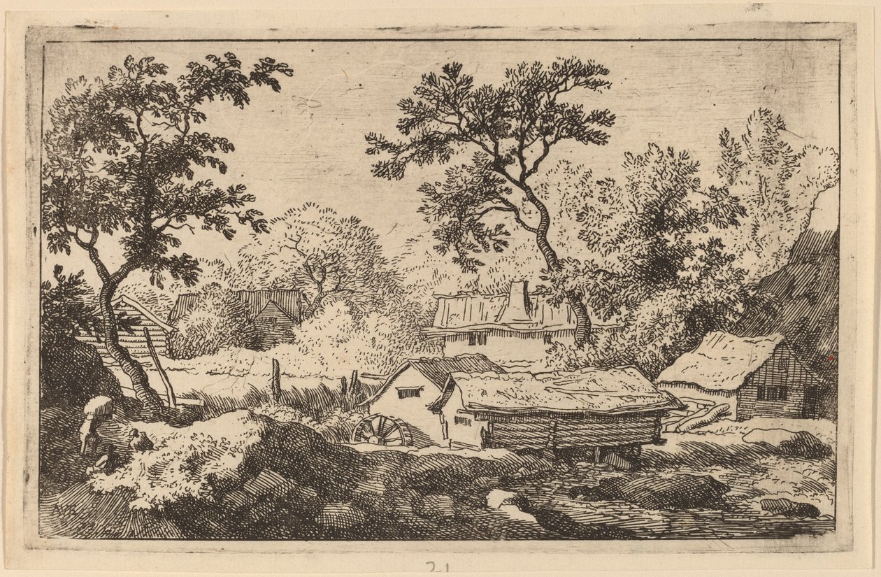 Molen onder een waterval door Allart van Everdingen
