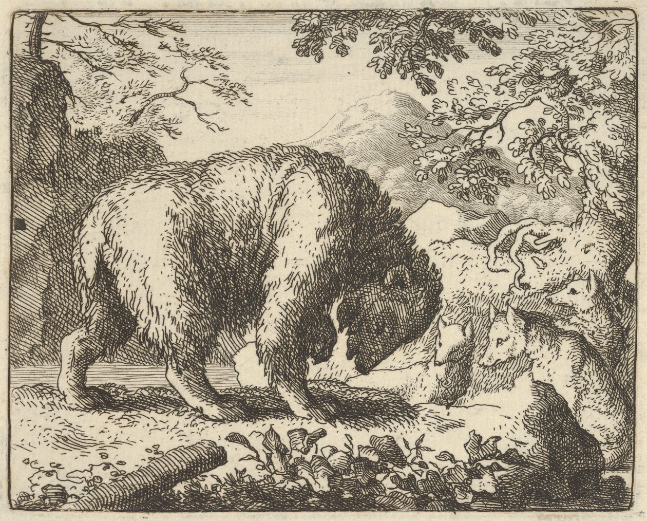 Renard belooft de beer naar een plek te brengen waar hij honing zal vinden, 1650-75 door Allart van Everdingen