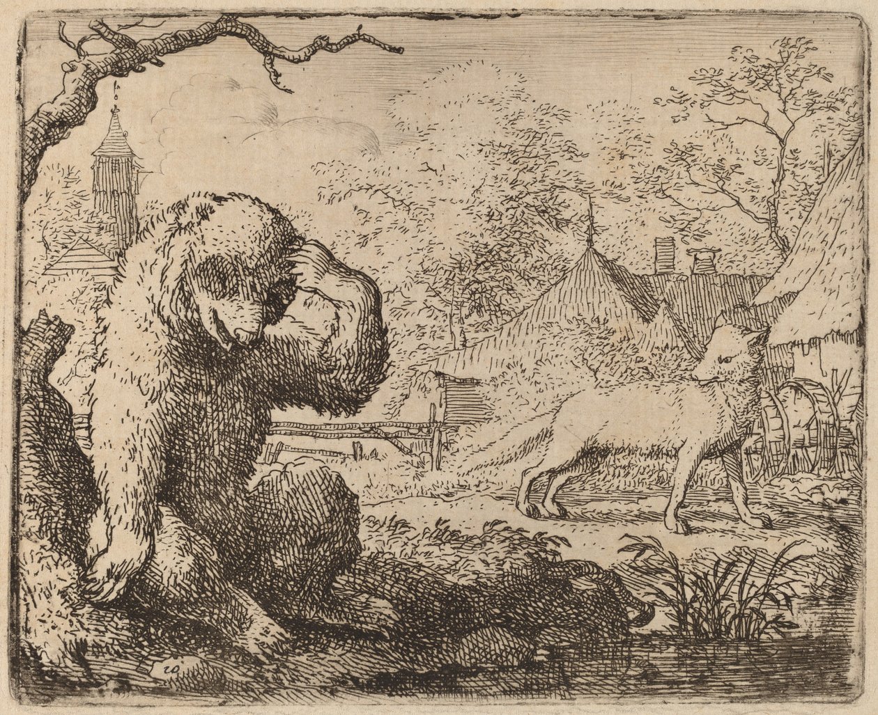 Reinaert Bespot de Treurige Beer, waarschijnlijk ca. 1645-1656 door Allart van Everdingen