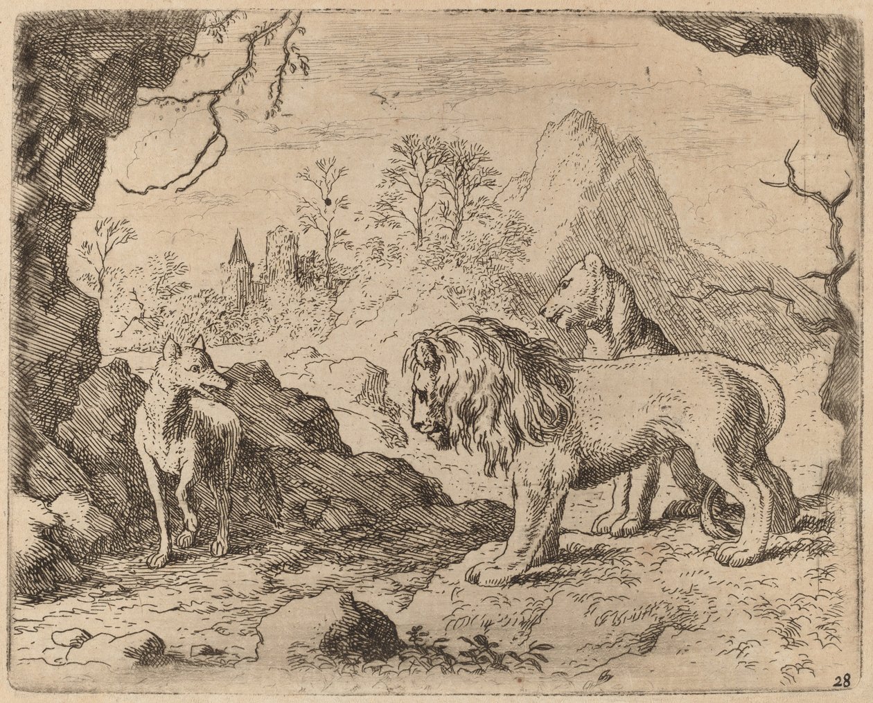 Reinaert belooft de verborgen schat te onthullen, waarschijnlijk ca. 1645-1656 door Allart van Everdingen