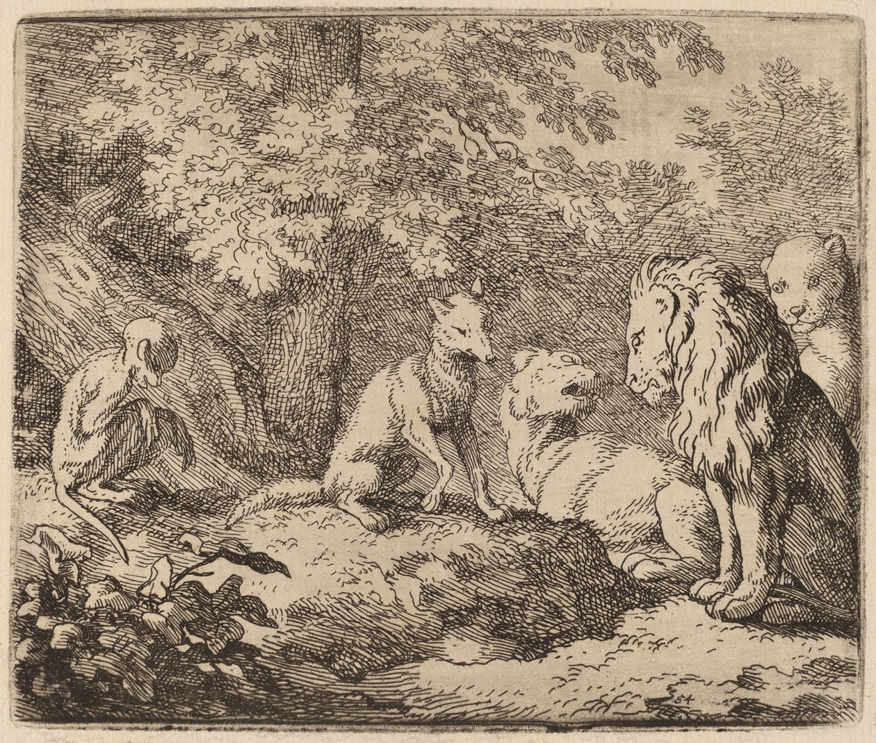 Reinaert Vertelt een Verhaal over Verborgen Schat, waarschijnlijk ca. 1645-1656 door Allart van Everdingen