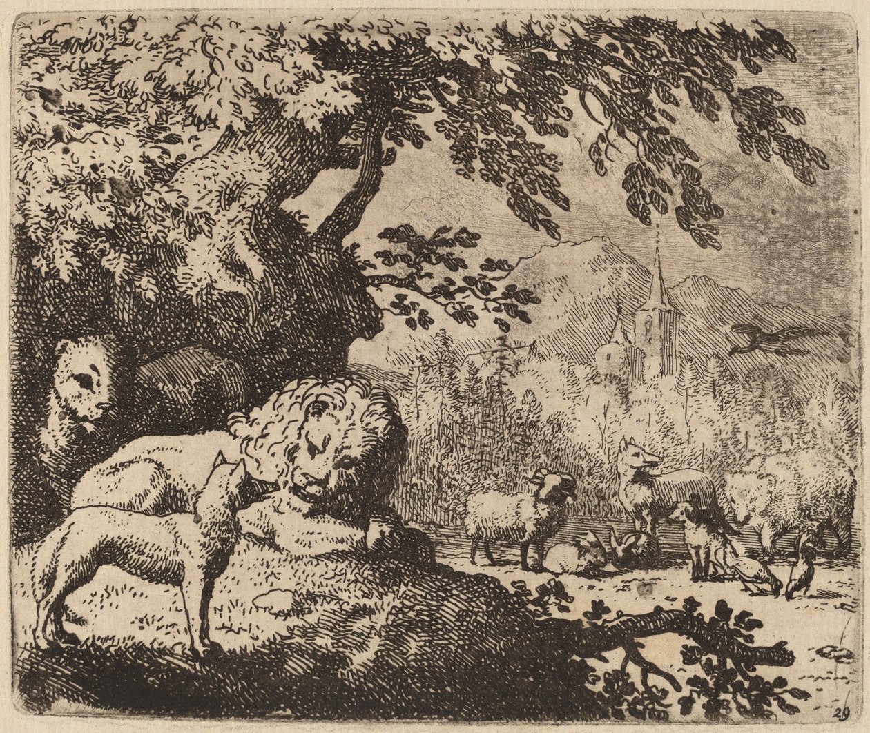 Reinaert in Raad met de Leeuw en Leeuwin, waarschijnlijk ca. 1645-1656 door Allart van Everdingen