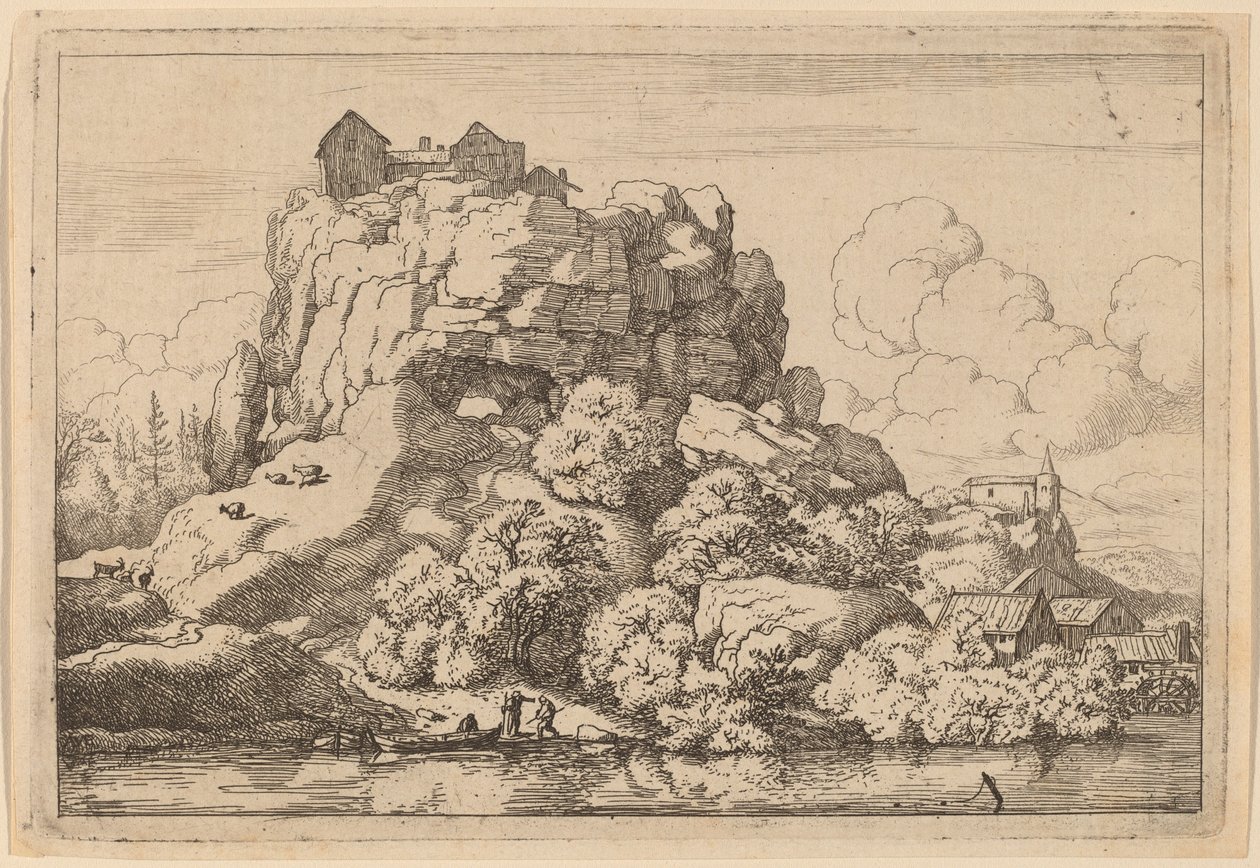Rivier aan de Voet van een Hoge Rots door Allart van Everdingen