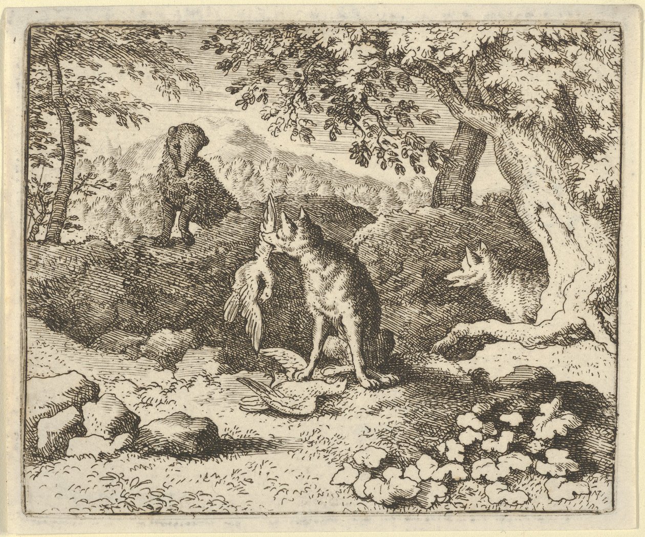 De das haast zich om Renard te waarschuwen voor de bedoeling van de leeuw door Allart van Everdingen
