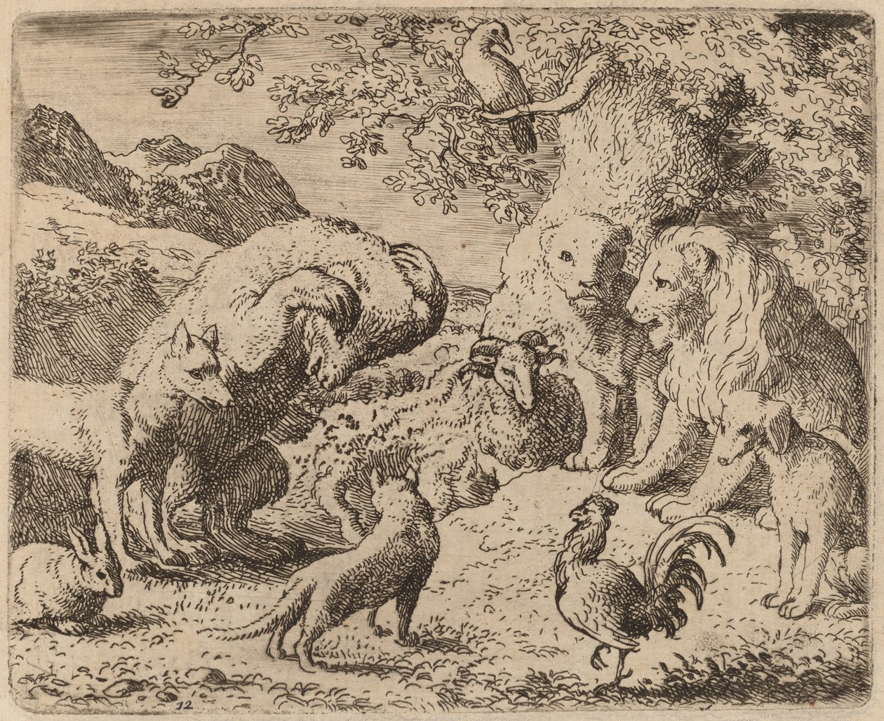 De beer smeekt de leeuw om gerechtigheid, waarschijnlijk ca. 1645-1656 door Allart van Everdingen