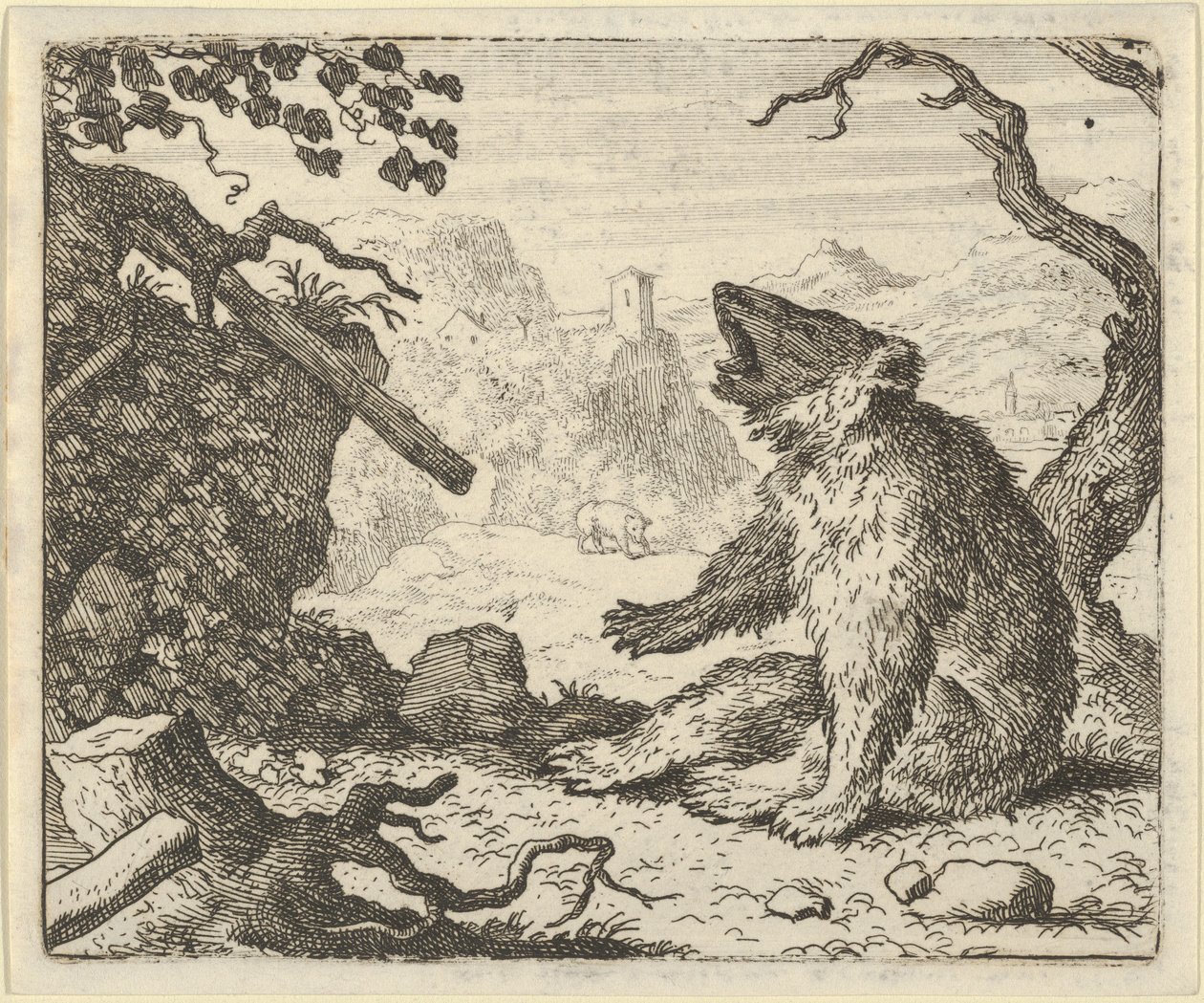 De beer roept Renard op om voor de raad van de dieren te verschijnen door Allart van Everdingen