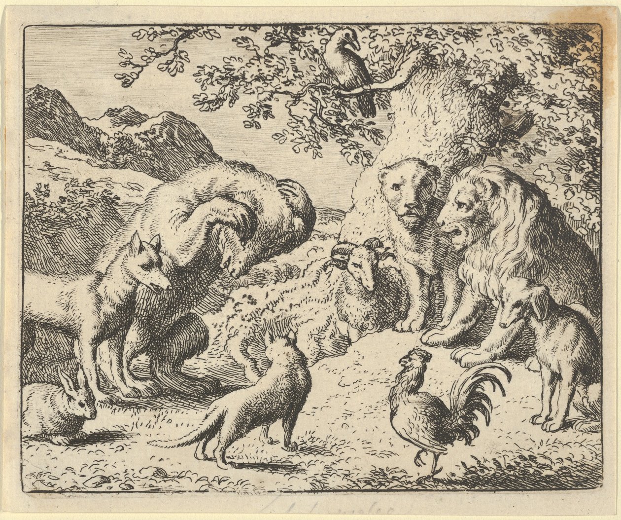 De Beer Zoekt Gerechtigheid bij de Leeuw Tegen Renard, 1650-75 door Allart van Everdingen