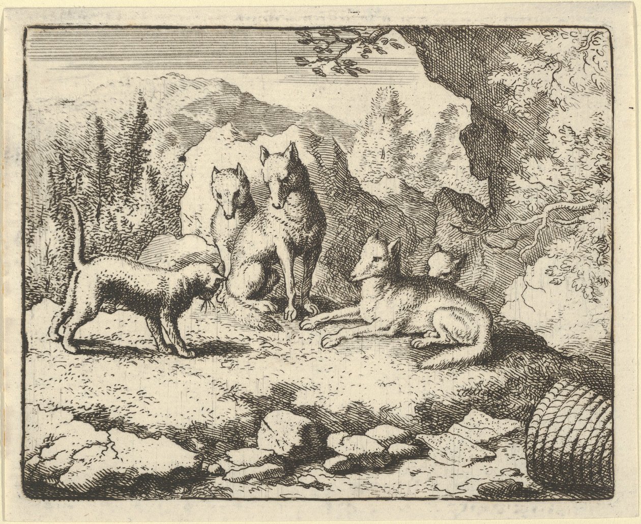 De kat roept Renard op om voor het tribunaal te verschijnen, 1650-75 door Allart van Everdingen