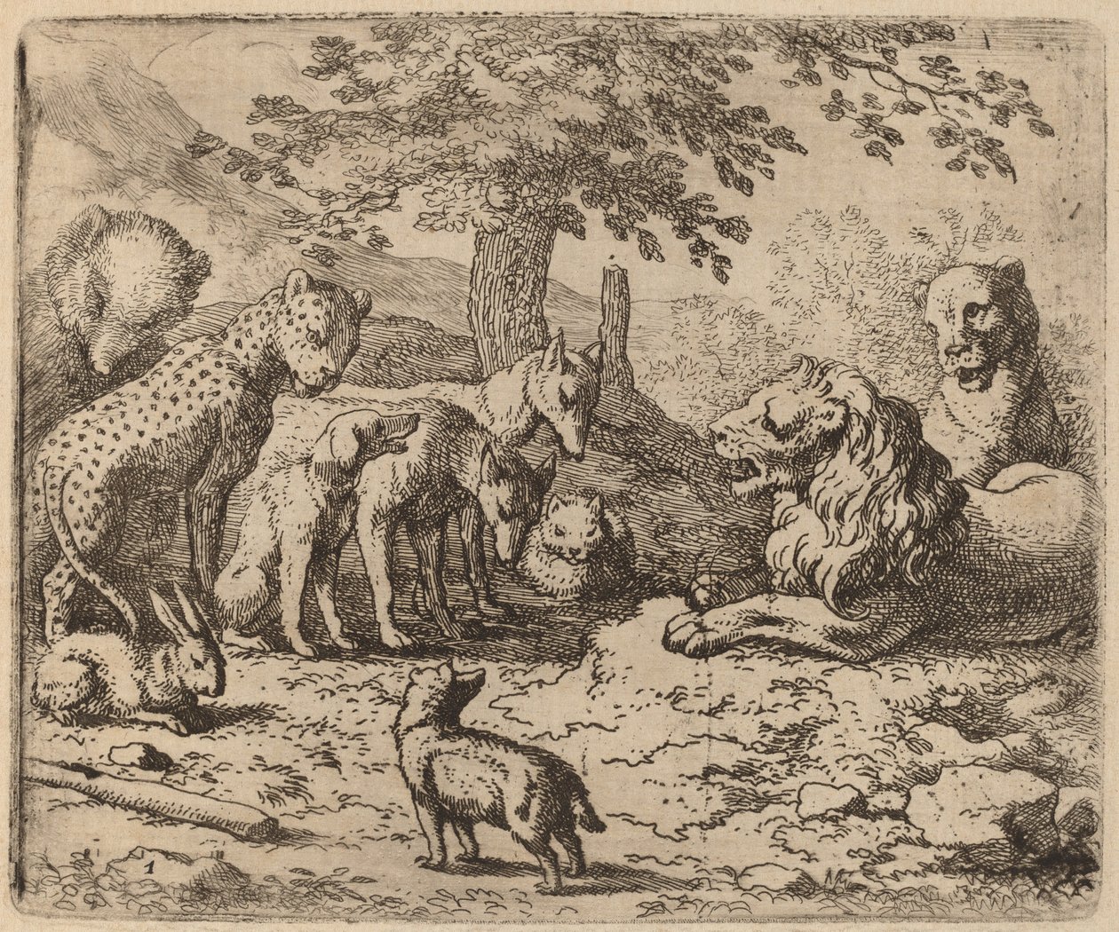 De Leeuw Vraagt Om Advies, waarschijnlijk ca. 1645-1656 door Allart van Everdingen