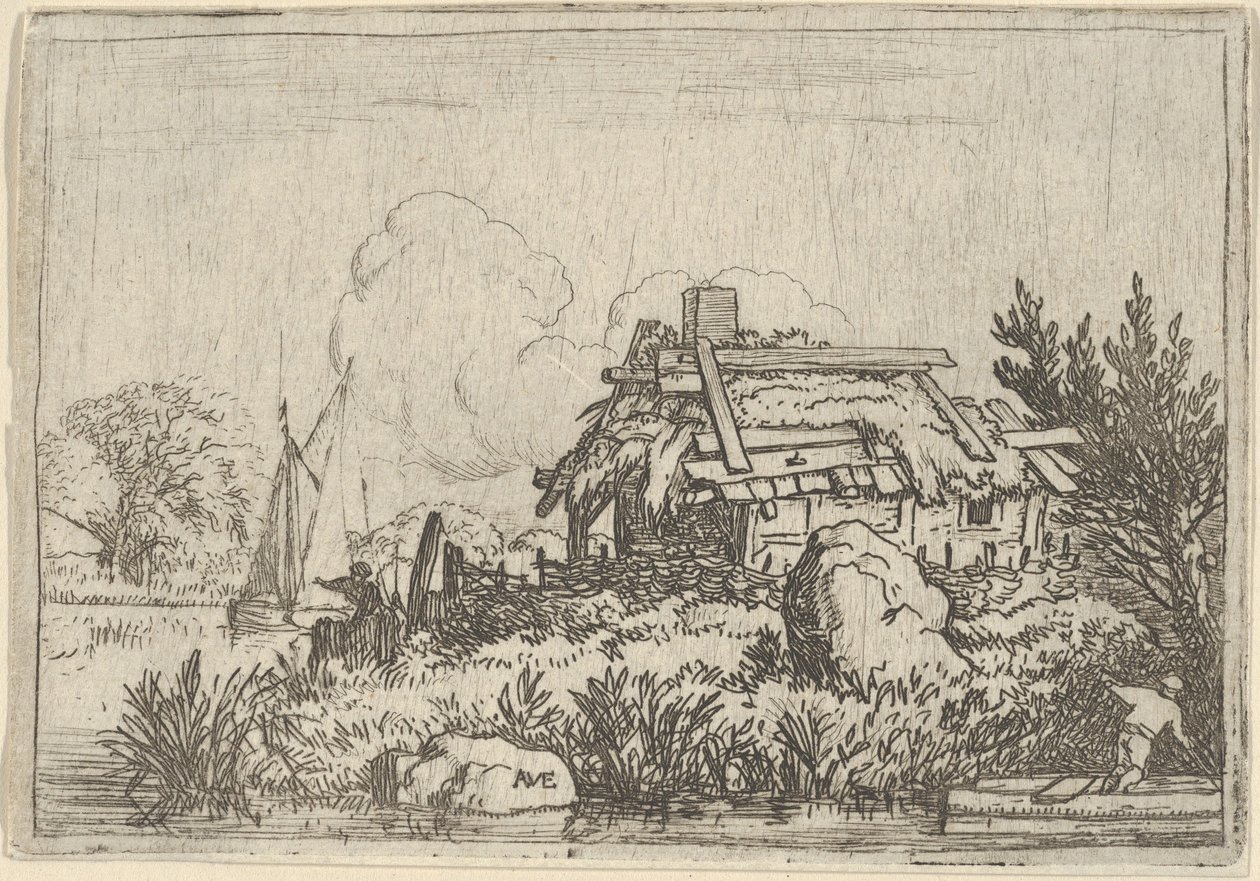 Het Verwoeste Huisje, Omgeven door Water, 17e eeuw door Allart van Everdingen