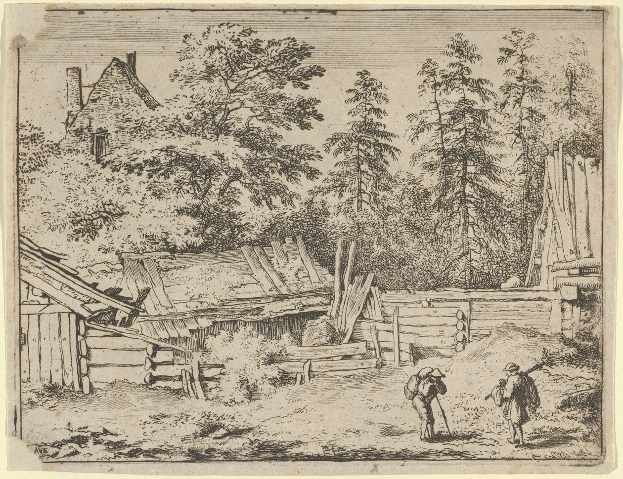 De Drie Huisjes, 17e eeuw door Allart van Everdingen