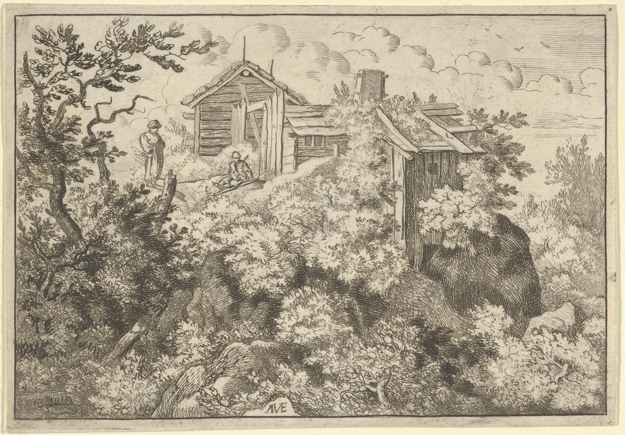 De Drie Huisjes op de Heuvel, 17e eeuw door Allart van Everdingen
