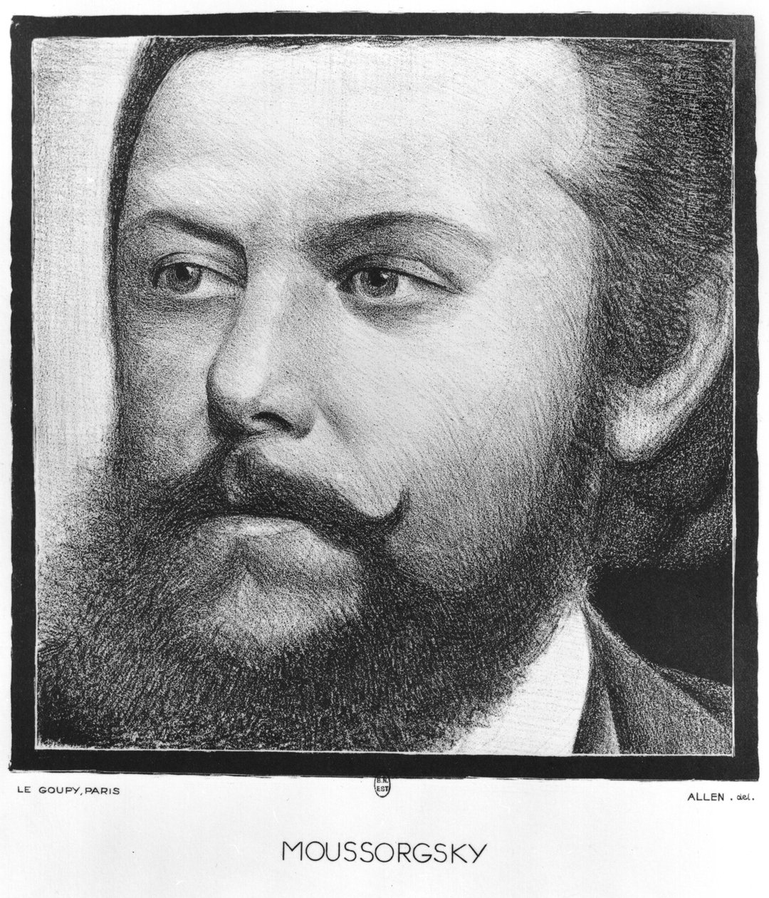 Portret van Modest Petrovich Moussorgsky door Allen