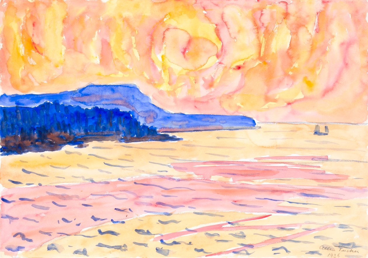 Aquarel nr. 6, Blauwe kust door Allen Tucker