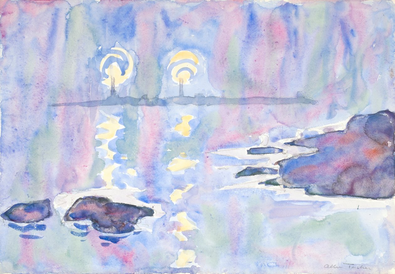 Aquarel nr. 73, Blauw en Lavendel, 1928 door Allen Tucker