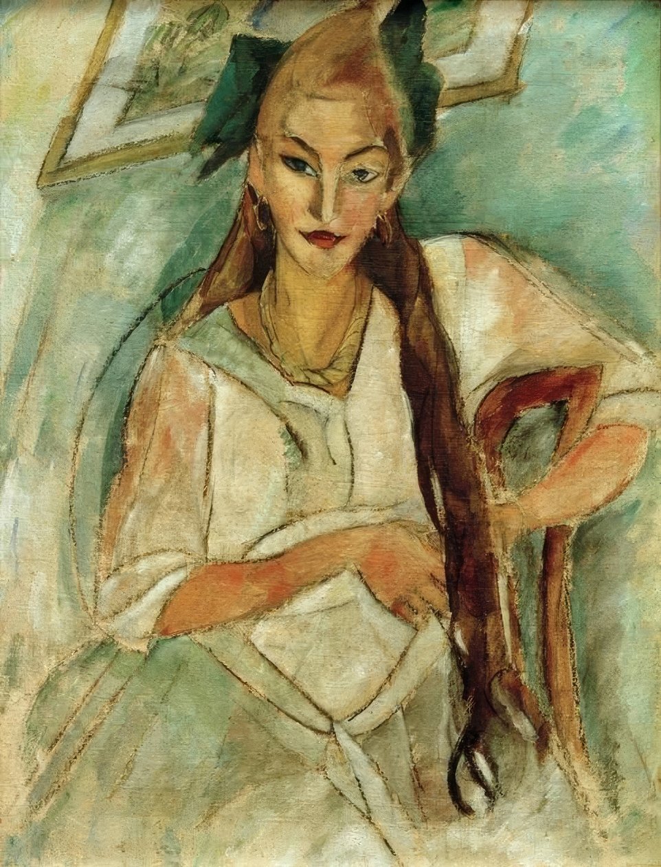Portret van een meisje met vlecht door Alma Del Banco