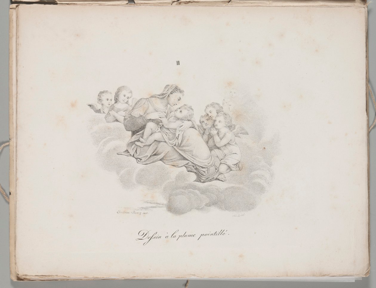 Kunst van de litho: Madonna en kind op de wolken, plaat II door Alois Senefelder