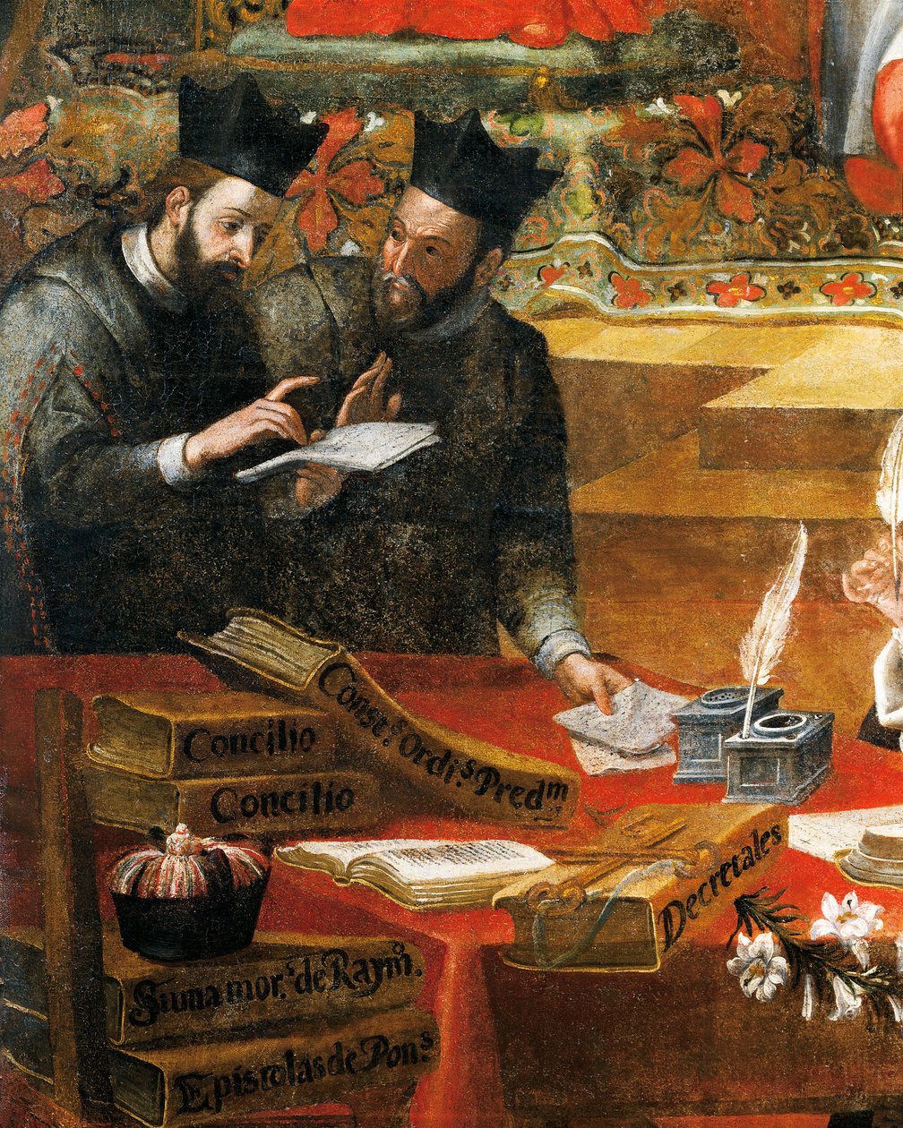 Discussie tussen twee jezuïeten (detail) door Alonso Antonio Villamor