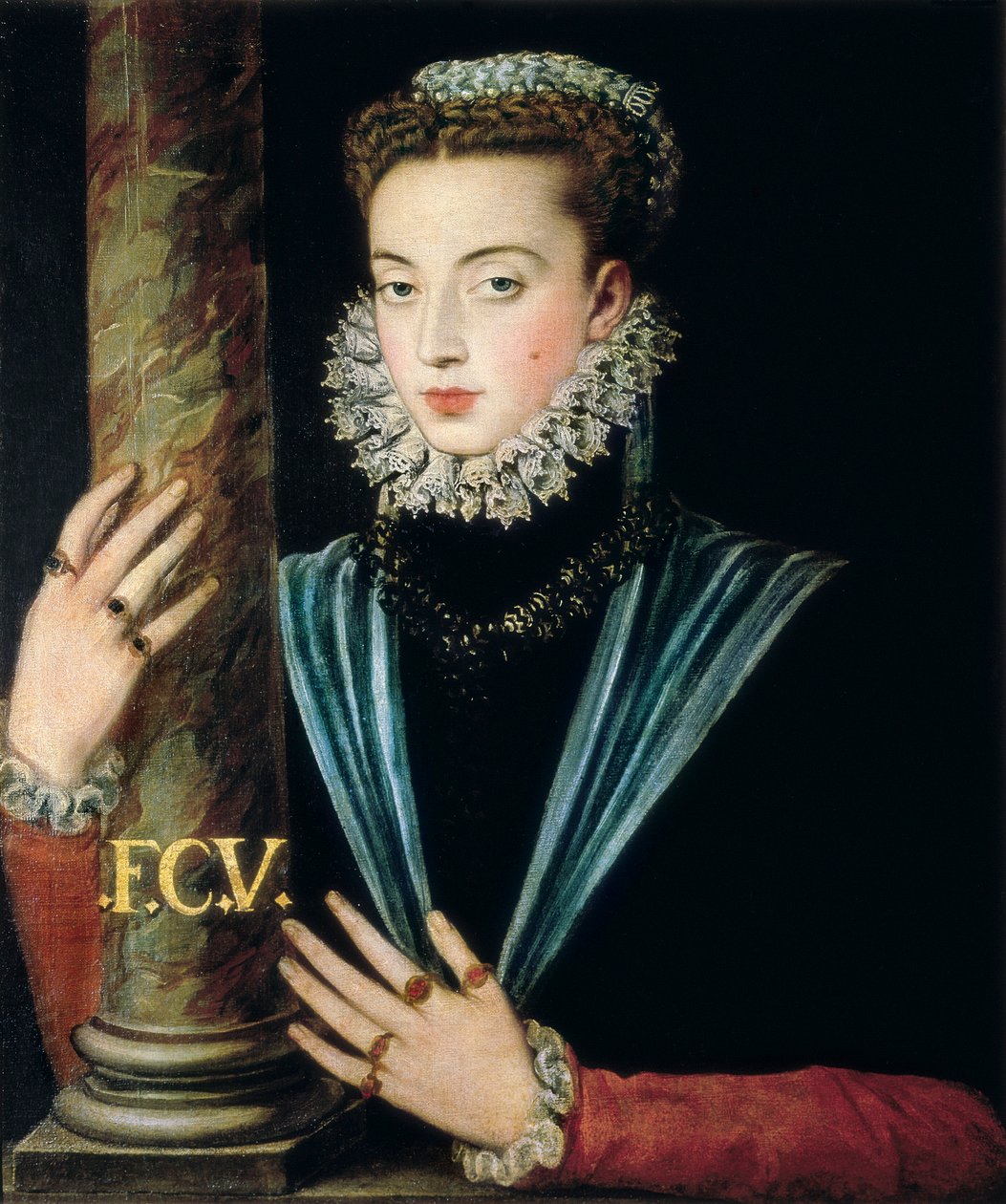 Portret van Joan van Spanje (Juana de Austria) door Alonso Sánchez Coello