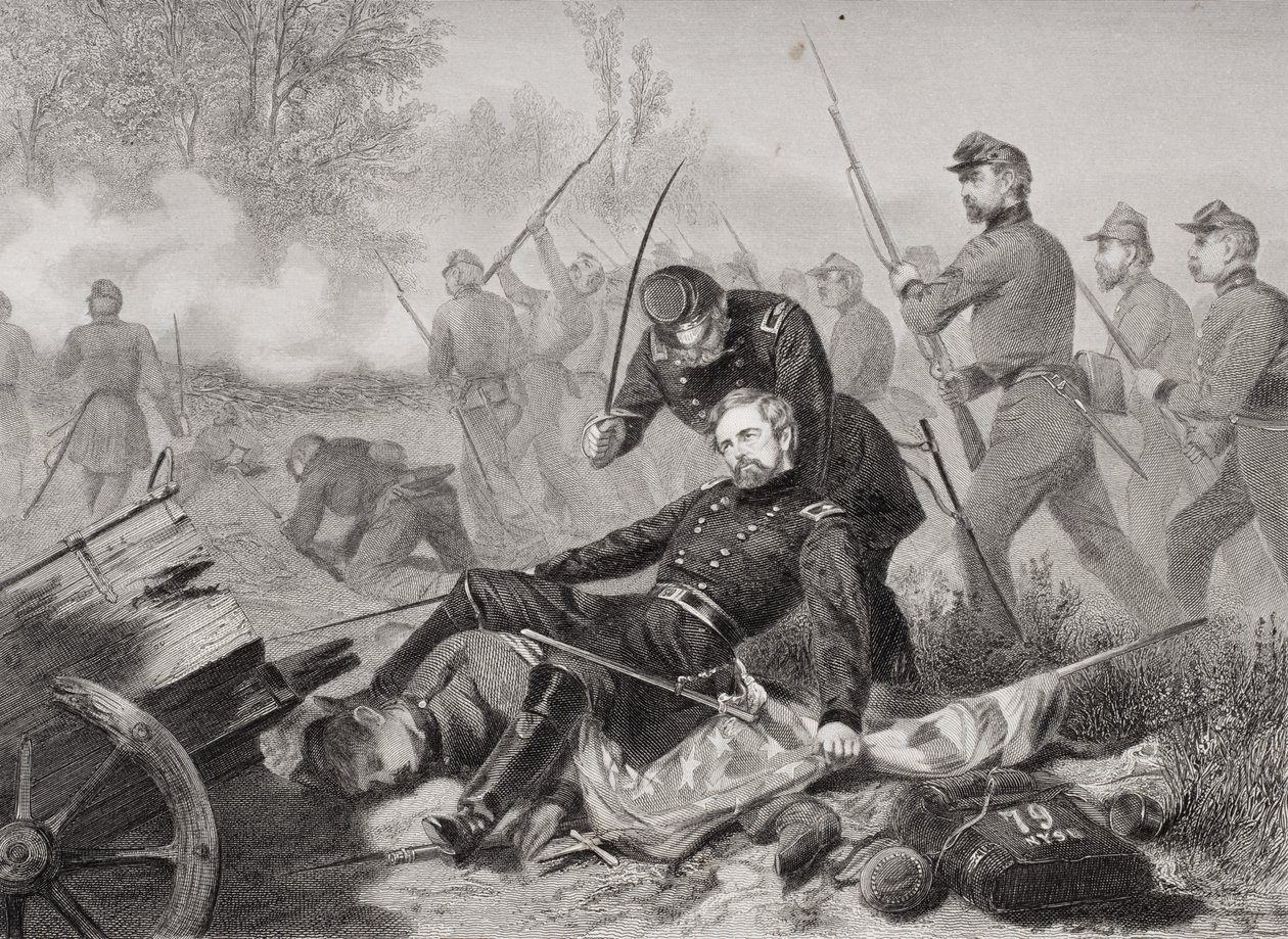 Dood van Generaal Isaac Stevens (1818-62) tijdens de aanval op Chantilly, Virginia 1862 door Alonzo Chappel