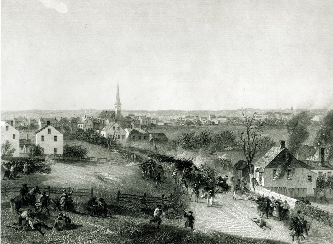 De Terugtocht van de Britten uit Concord, april 1775, gegraveerd door James Smillie door Alonzo Chappel
