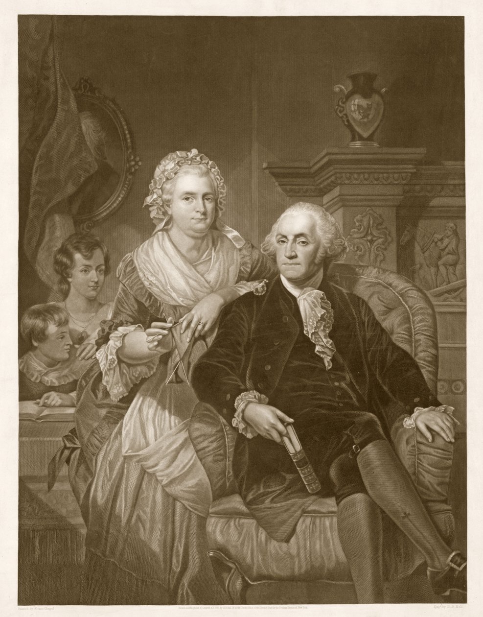 Washington thuis, uitgegeven 1867 door Alonzo Chappel