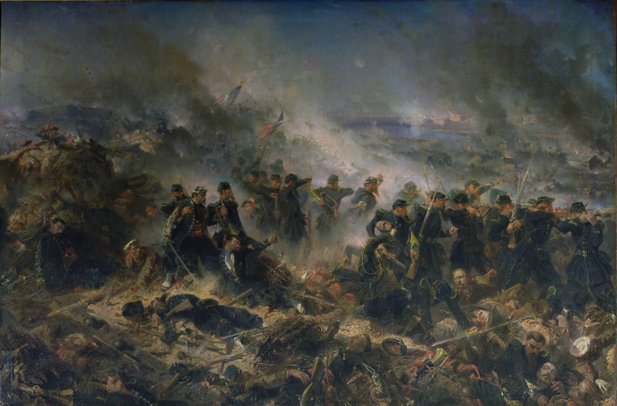 De Gervais-batterij bij het beleg van Sebastopol, 18 juni 1855 door Alphonse Marie de Neuville