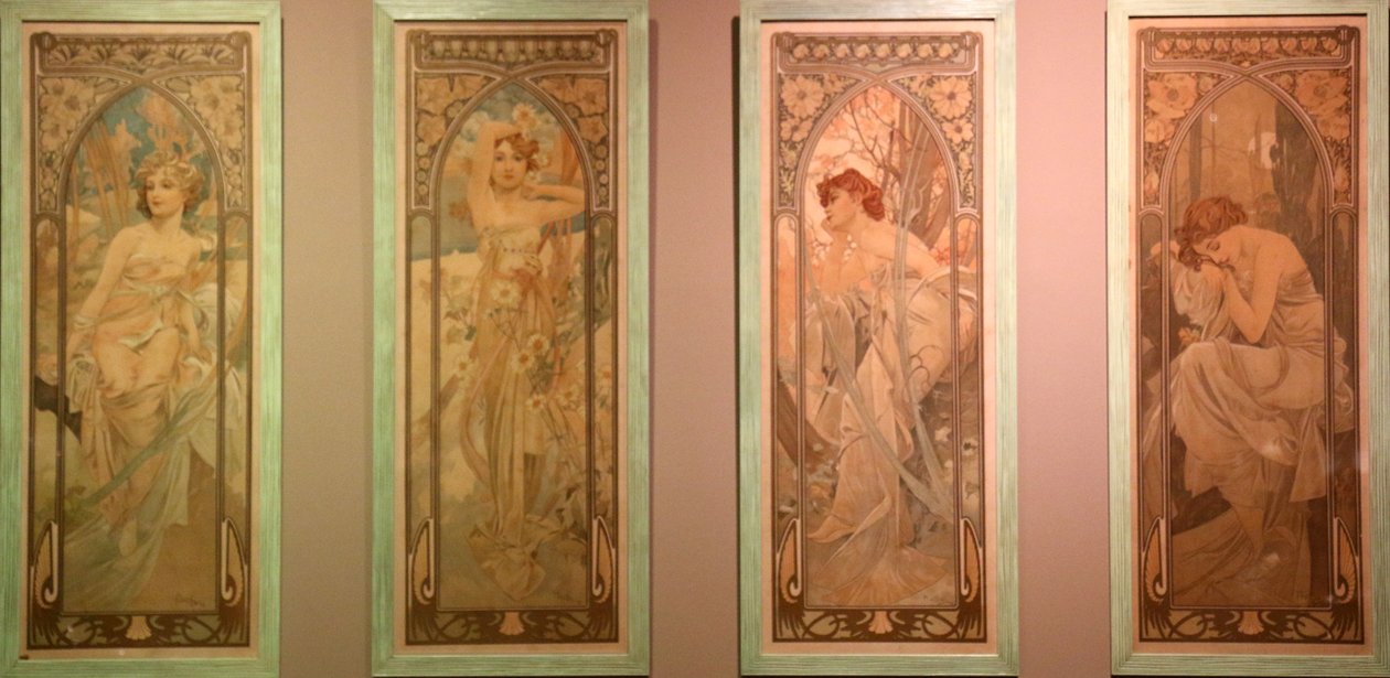 De vier seizoenen of De delen van de dag door Alphonse Mucha