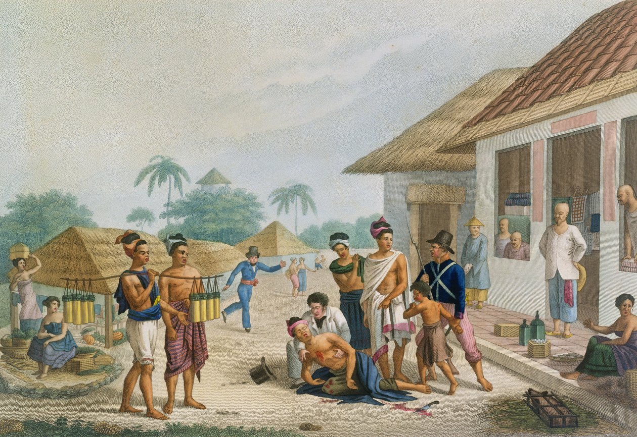 Uitzicht op de Bazaar in Coupang, Timor, uit 