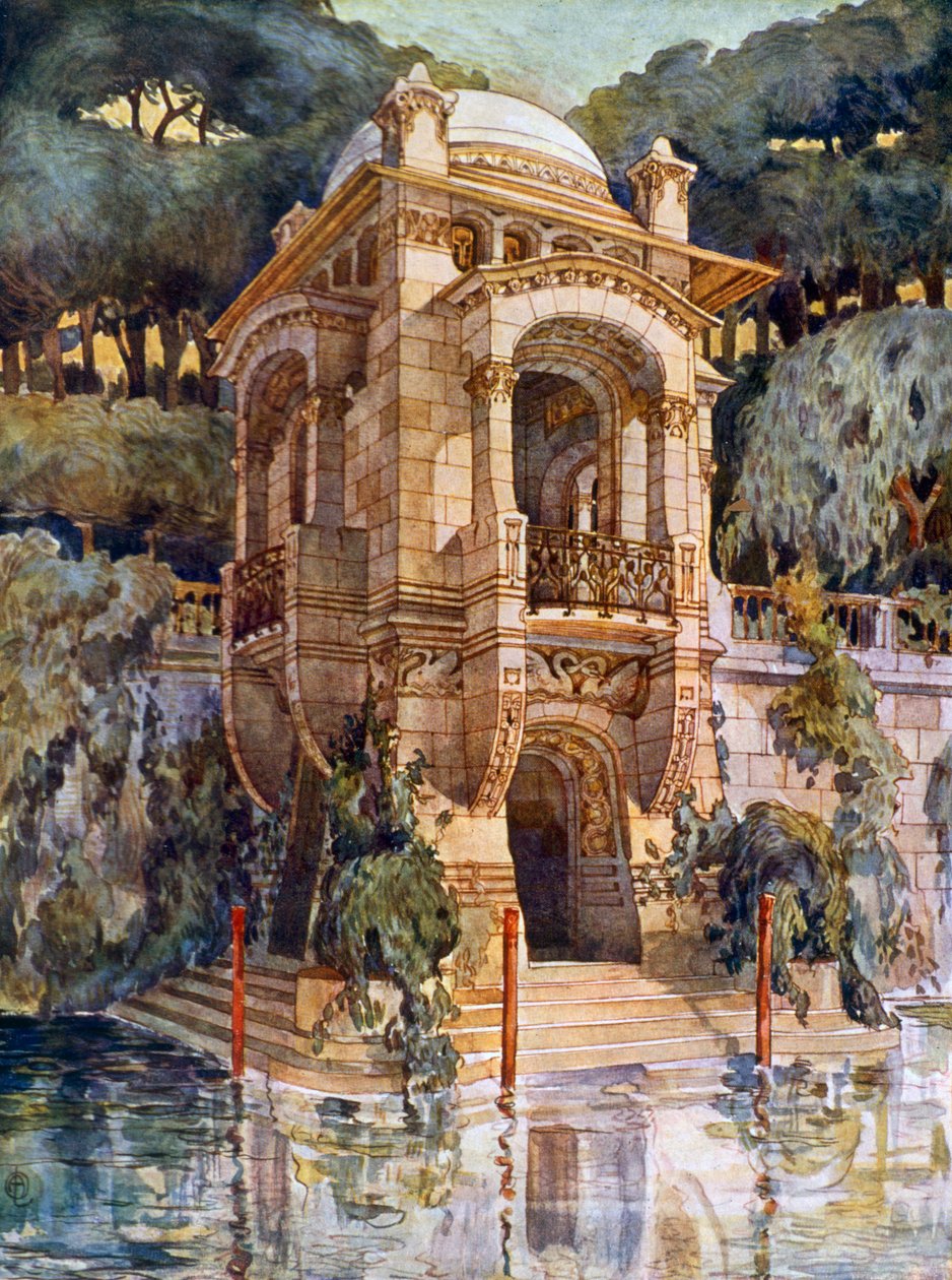 Fancy Garden (kleurenlitho) door Alphonse Laverriere