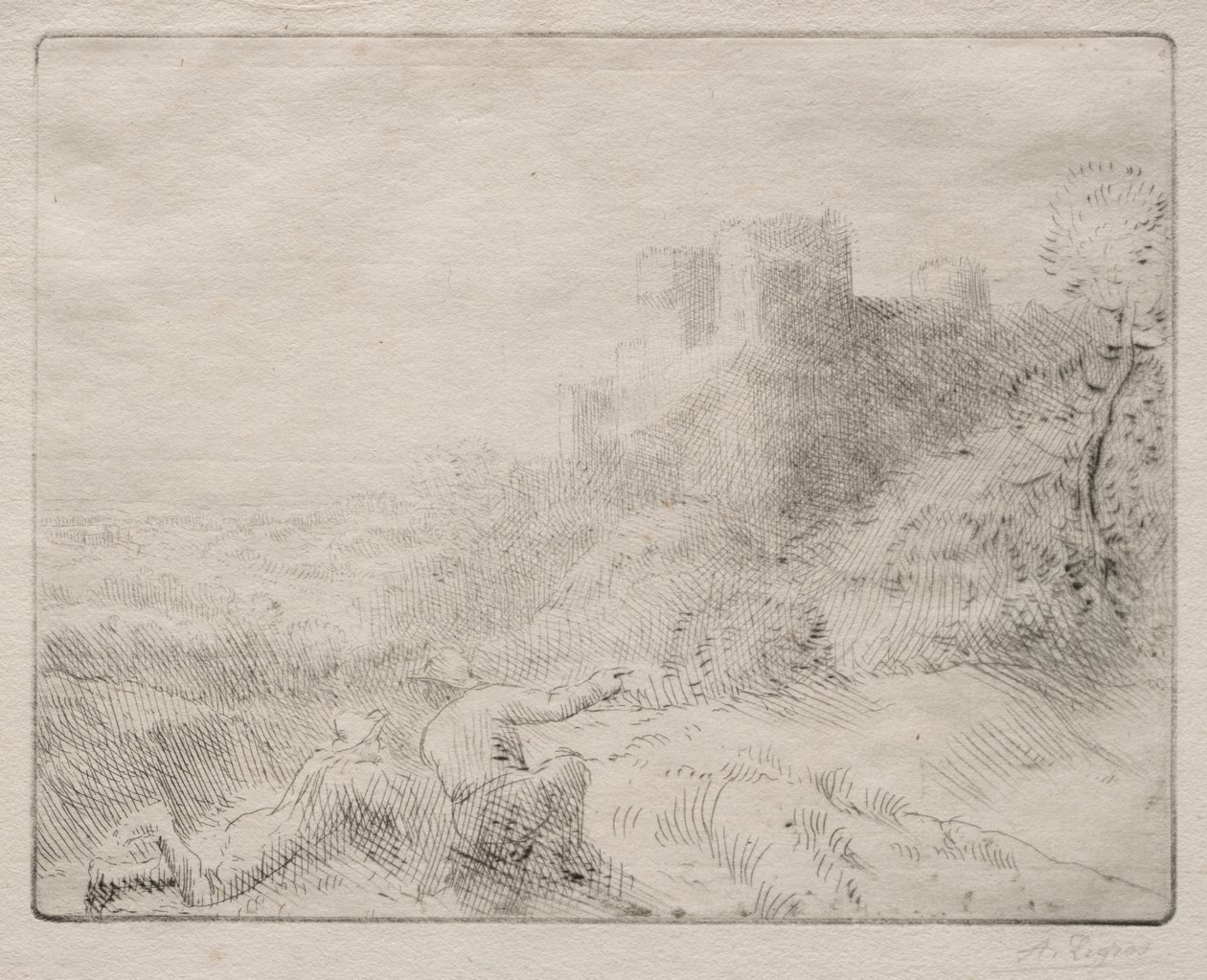 Een Oud Kasteel door Alphonse Legros