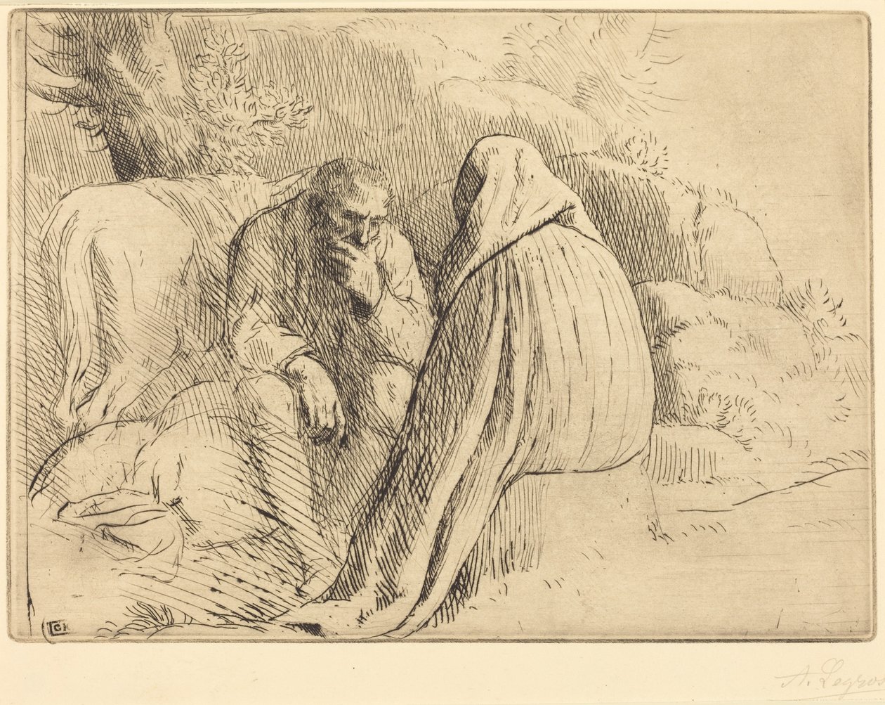 Bohemien Encampment (Zigeunerkamp) door Alphonse Legros