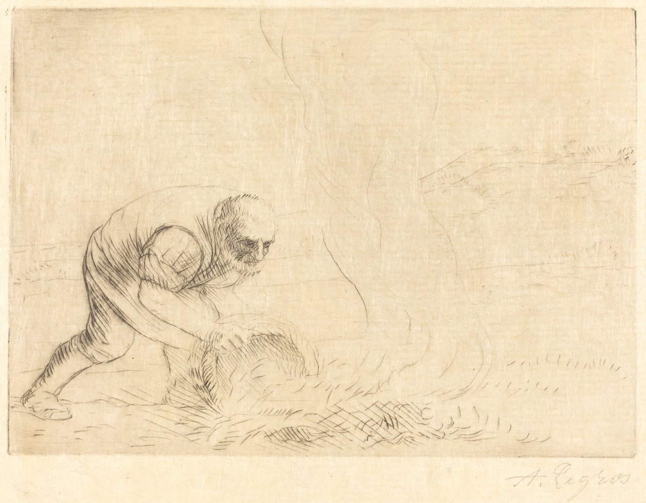 Brandend gras door Alphonse Legros