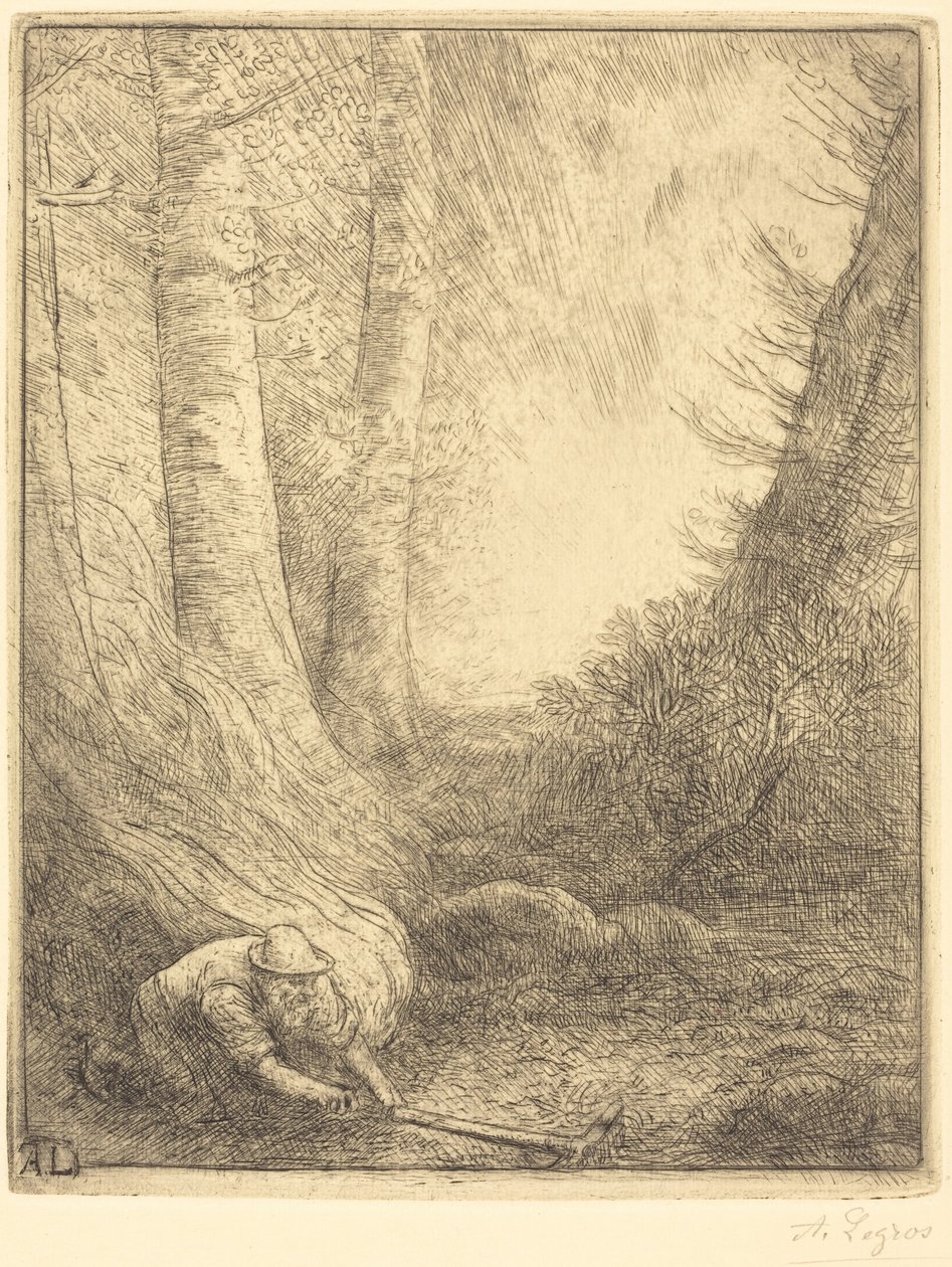 Burning the Grasses (De grasverbrander) door Alphonse Legros