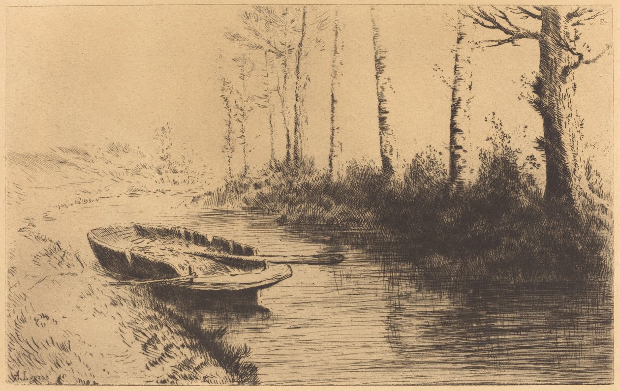 Canal Seen by Morning Light (Het kanaal: ochtendeffect) door Alphonse Legros