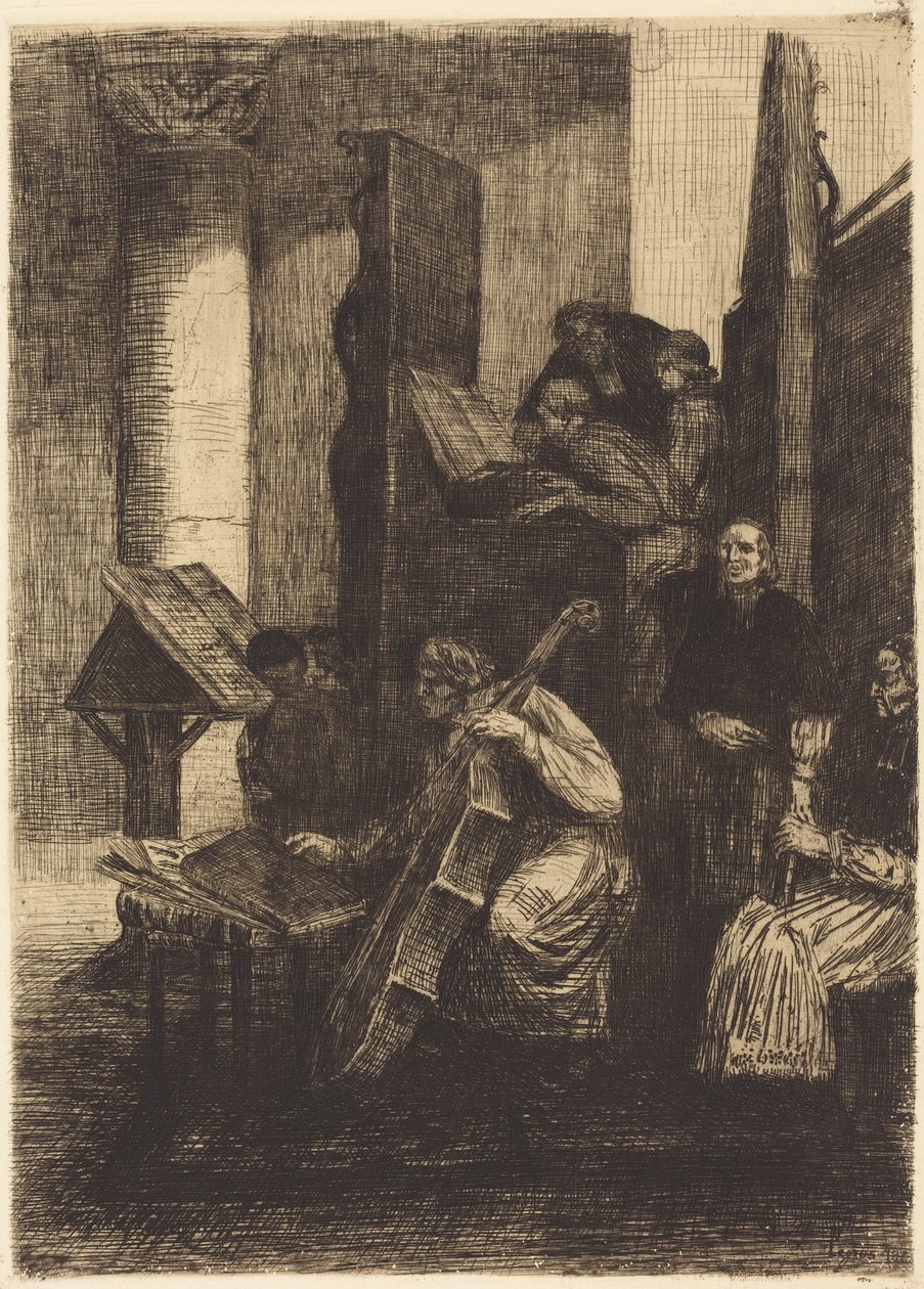 Koor in een Spaanse kerk (Het koor van een Spaanse kerk) door Alphonse Legros