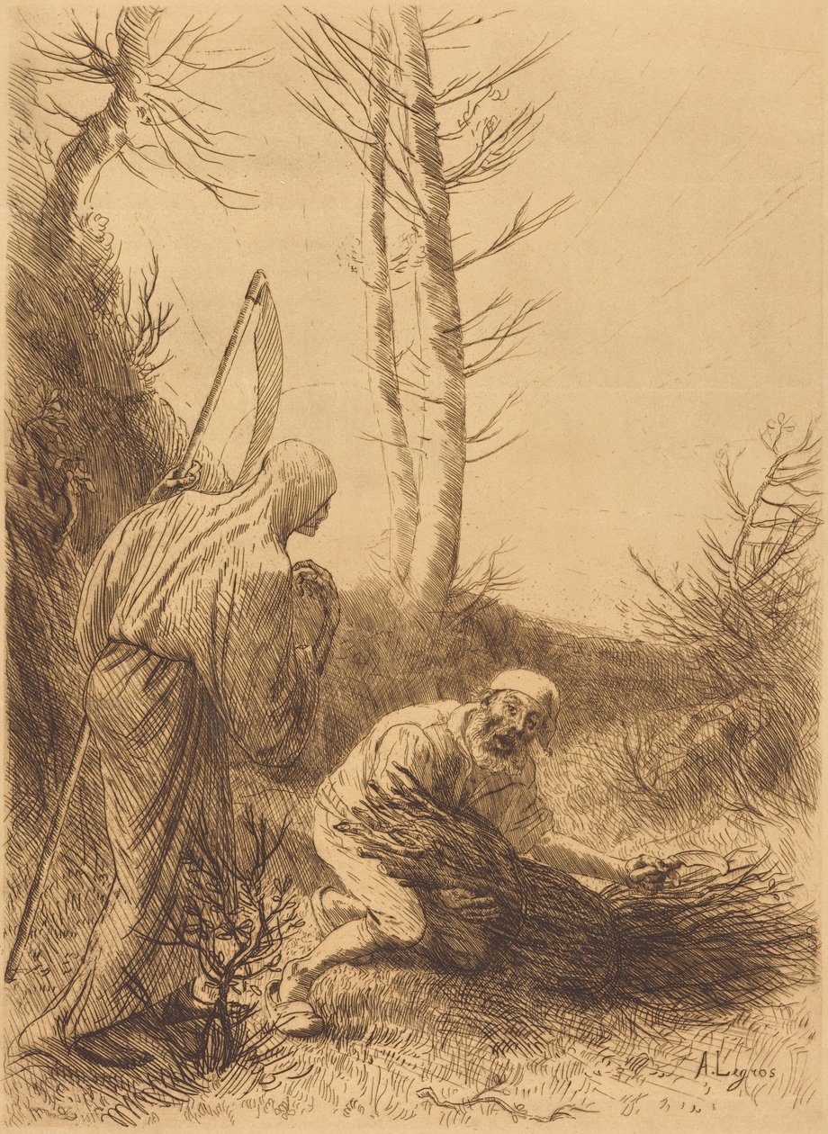 De dood en de houthakker, 2e plaat (Le mort et le bucheron) door Alphonse Legros