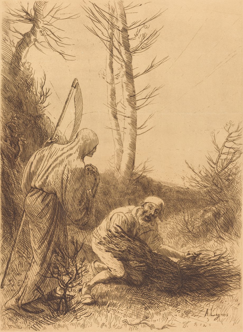 De dood en de houthakker, 2e plaat Le mort et le bucheron door Alphonse Legros