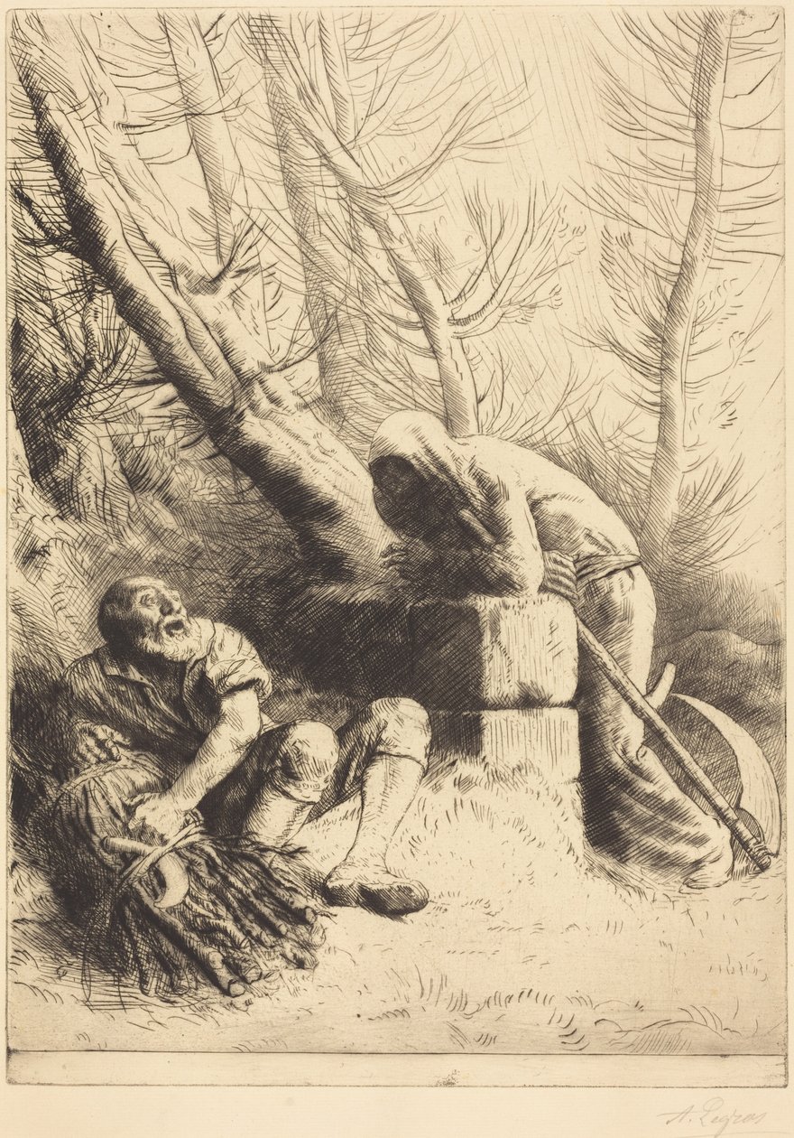 De dood en de houthakker, 4e plaat (La mort et le bucheron) door Alphonse Legros