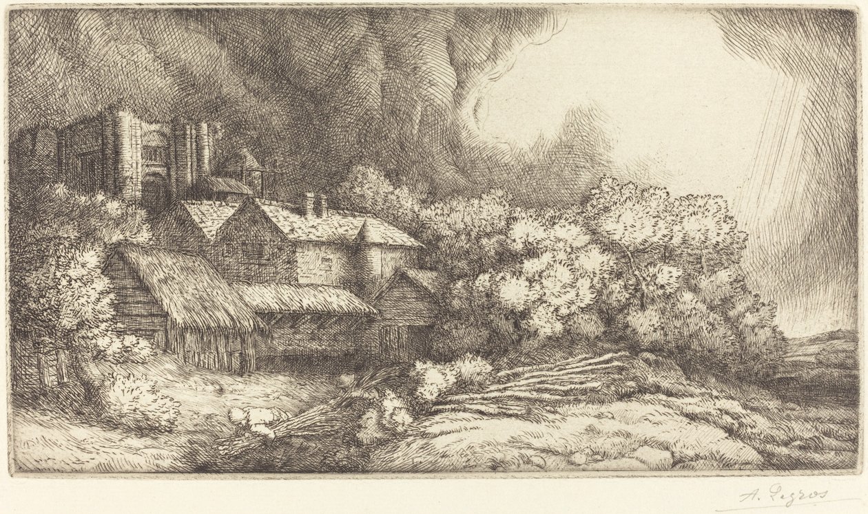 Boerderij bij het klooster door Alphonse Legros