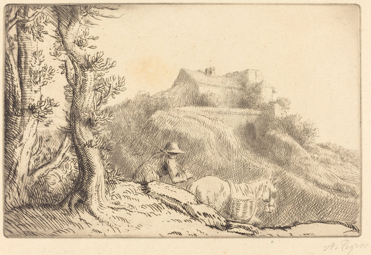Boerderij op een heuvel La ferme sur la colline door Alphonse Legros