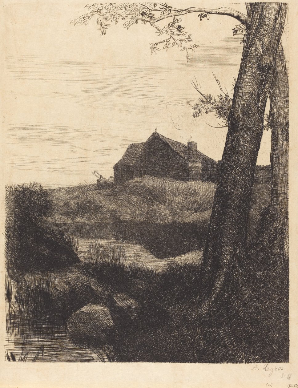 Boerderij met Grote Boom door Alphonse Legros