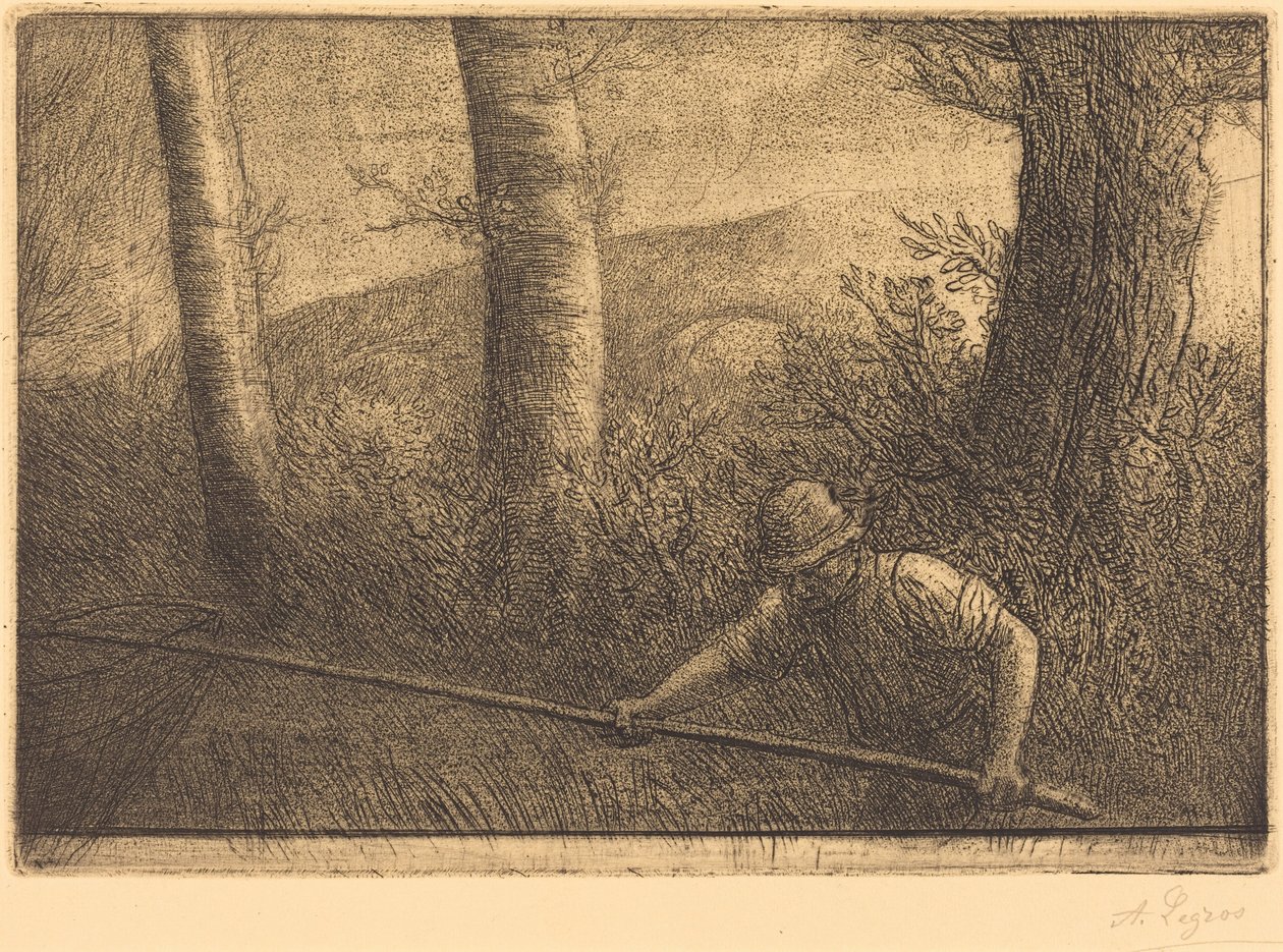 Visser met een ringnet (La pêche à la truble) door Alphonse Legros